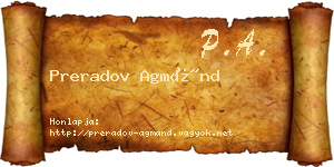 Preradov Agmánd névjegykártya